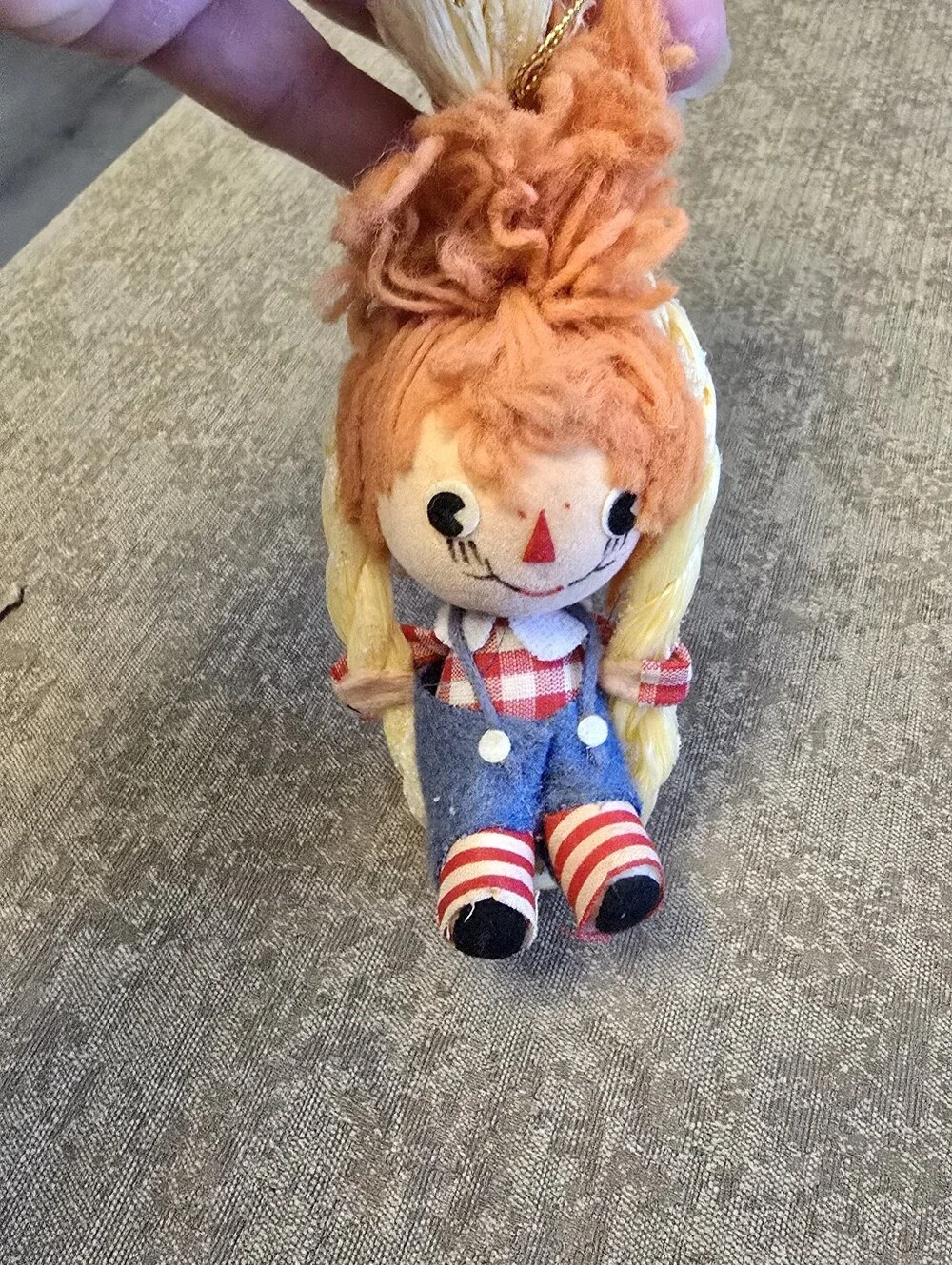 Vintage Japan Ornament Raggedy Andy Flocked Plastic Felt  Christmas Ornament